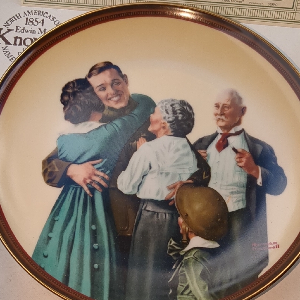 Vintage Decorative Plate with Family Scene